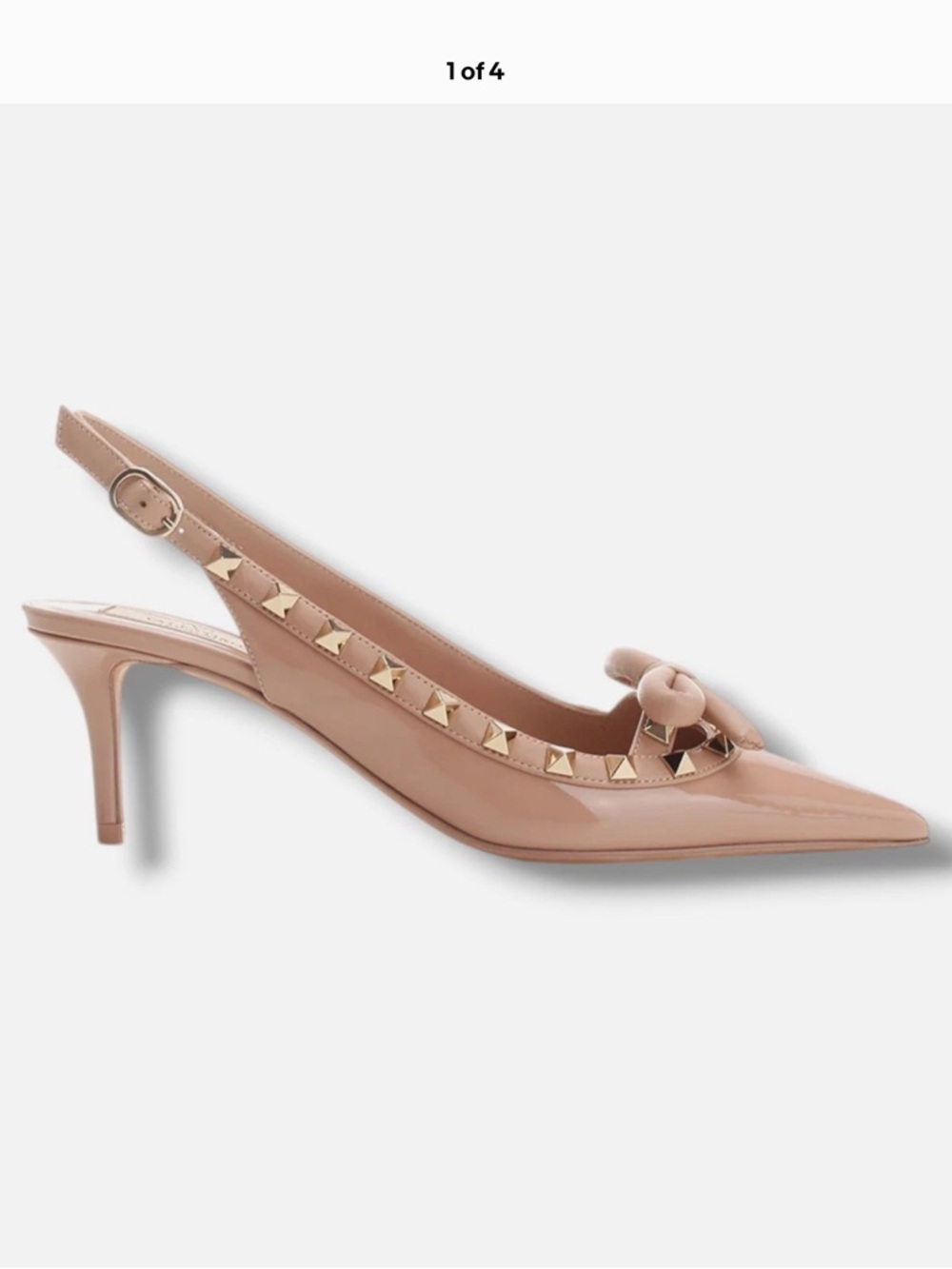 Valentino Garavani Patent Slingback Pumps in Nude Pink with Gold Studs - Picture 4 of 4